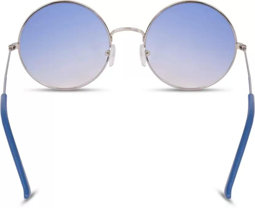 Arctic Blue Round Sunglasses | UV400 Protection | Ice Blue Gradient Lenses | Premium Metal Frame