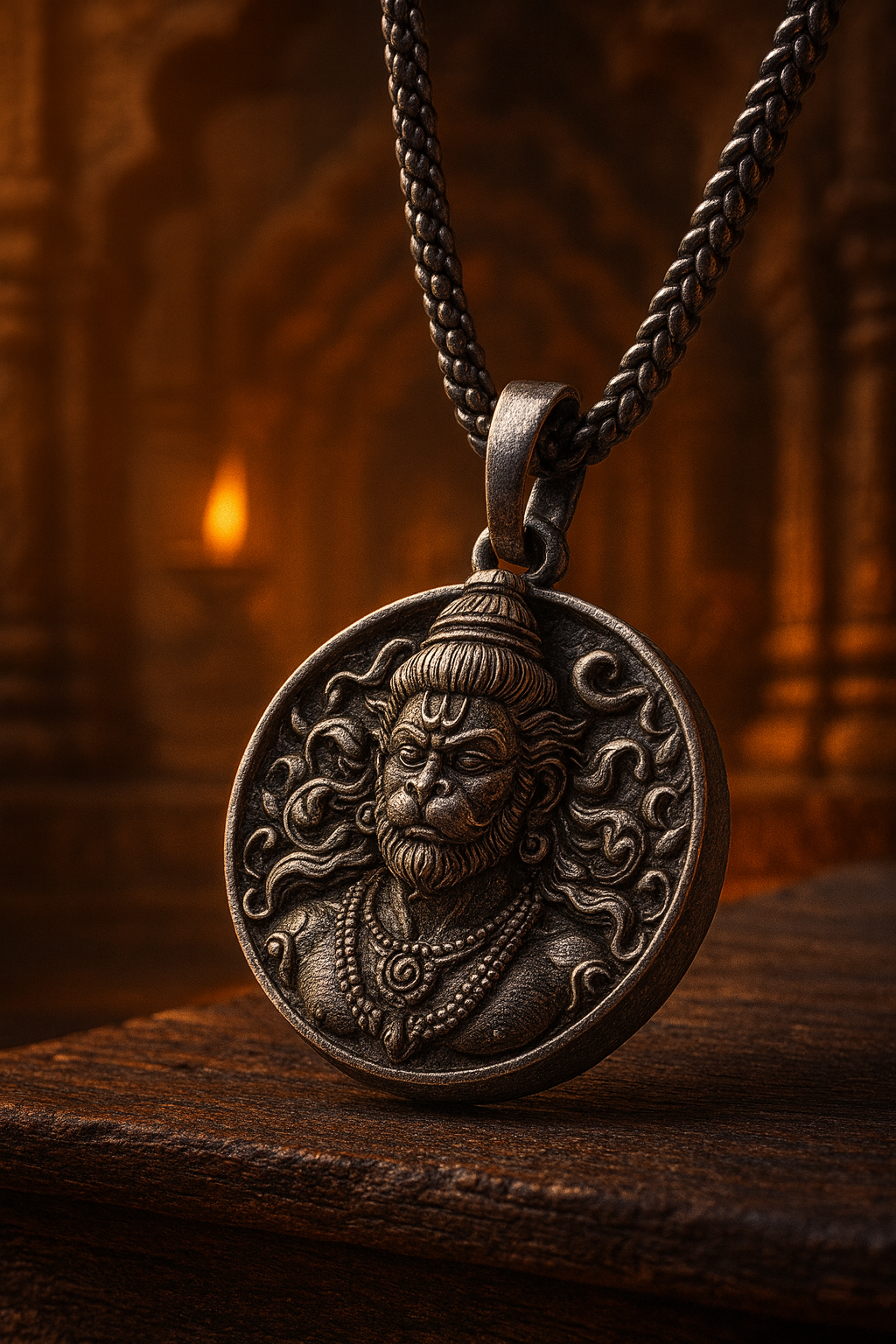Hanuman Ji Pendant Oxodaised Silver Chain