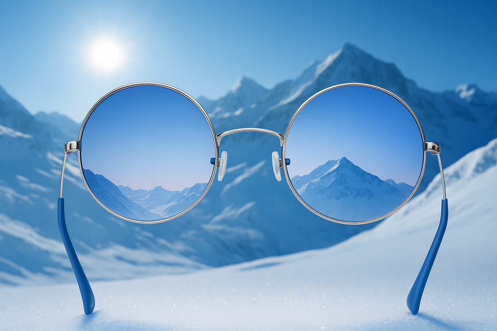 Arctic Blue Round Sunglasses | UV400 Protection | Ice Blue Gradient Lenses | Premium Metal Frame
